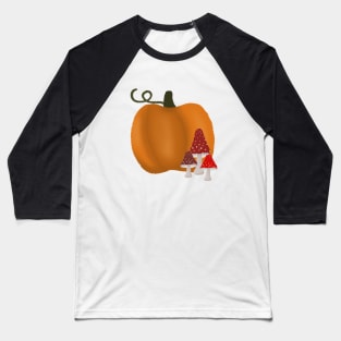 Pumpking and Mushrooms Baseball T-Shirt